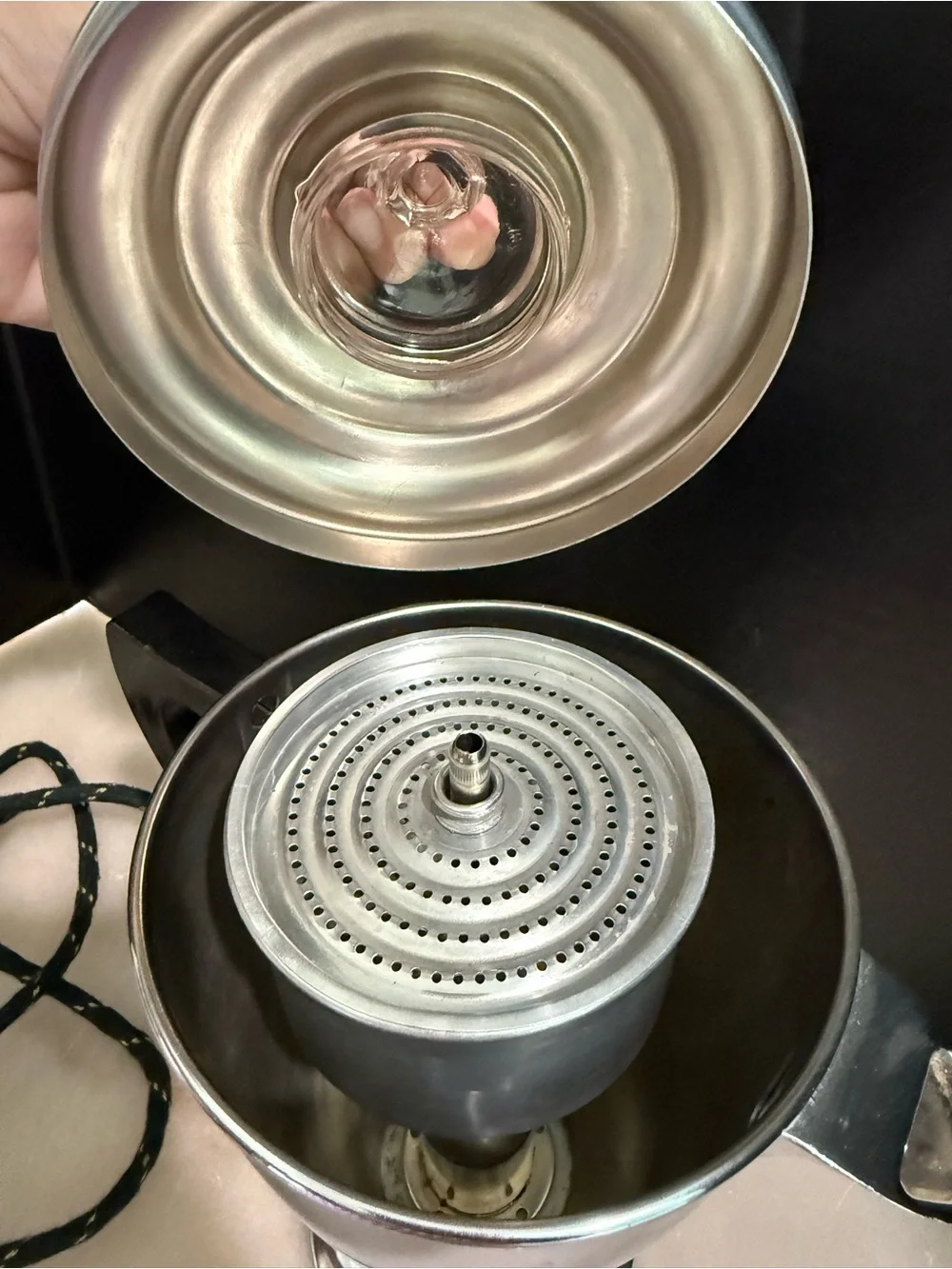 ANTIQUE HOTPOINT COFFEE PERCOLATOR ORIGIN PRONG CONNECTION
